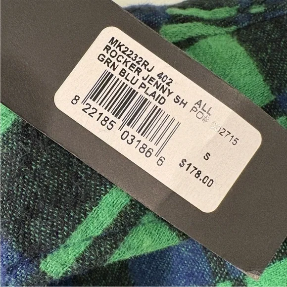 Moose Knuckles Green and Blue Plaid Women's Button Down Shirt - Picture 4 of 12